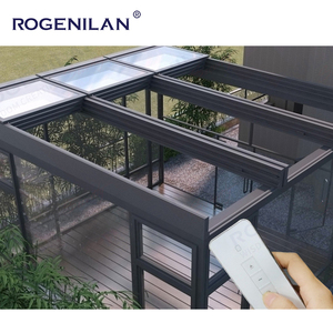 Pergola de patio Rogenilan avec toit personnalisé, fenêtres coulissantes empilables, gazebo avec grande vue, puits de lumière pliants en aluminium et verre pour les maisons - Product Image 4