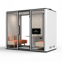 Cabine insonorisée mobile moderne en aluminium avec isolation de 28 dB pour 6 personnes, idéale pour les bureaux, les centres commerciaux, les maisons, les hôtels et les hôpitaux