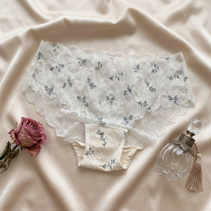 Culottes pour femmes à imprimé floral, taille mi-haute, bord festonné, transparentes, en maille douce, extensible et respirante, OEM OD - Product Image 4