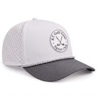 Casquette de baseball unisexe en nylon imperméable avec logo personnalisé, style sportif, 5 panneaux structurés, perforations découpées au laser, respirante