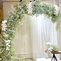 Arche de mariage rose gypsophile blanche Arche de fleurs artificielles Décoration de fond de cérémonie Arrangement floral