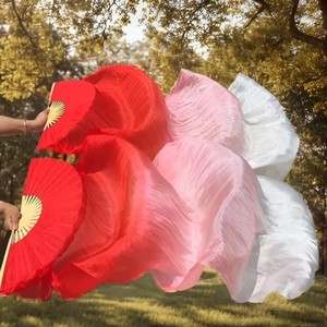 Precio de fábrica Abanico de seda largo de doble cara para danza, 1.2M 1.5M 1.8M, Velo de abanico para danza del vientre para actuaciones en escenario, recitales y disfraces - Product Image 4