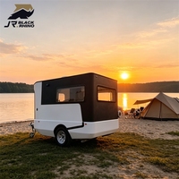 Caravane compacte portable, remorquable, avec carrosserie étanche, salle de bain, cuisine et aménagement personnalisé