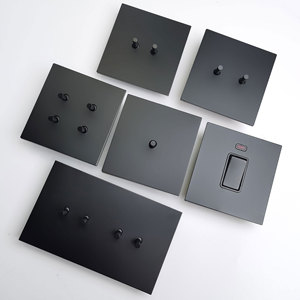 Anh tiêu chuẩn tường chuyển đổi thiết bị chuyển mạch 4 gang <span class=keywords><strong>2</strong></span> cách thép không gỉ Bảng điều chỉnh ánh sáng Outlet Đen điện đèn ổ cắm - Product Image 2