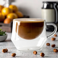 Petites tasses à expresso en verre Tasses à thé et soucoupes pour boissons chaudes pour latte, cappuccino, café et expresso