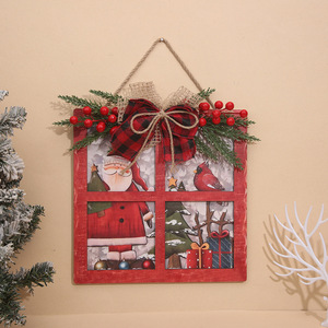 Letrero Colgante de Madera para Puerta de Navidad, Adorno de Papá Noel y Muñeco de Nieve, Decoración Colgante Navideña y Regalo de Navidad - Product Image 4