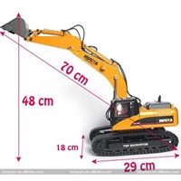 Nueva Excavadora RC Profesional HuiNa 1580 Escala 1:14 2.4G 23CH Controlada por Aplicación, Brazo de Excavación Largo de Metal Fundido a Presión, 45 Minutos de Autonomía