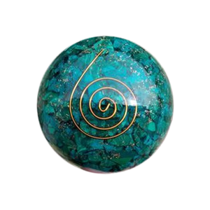 Sphère d'orgonite en gravier de pierres précieuses naturelles de qualité supérieure avec bobine de cuivre pour la guérison Reiki, la méditation et la décoration énergétique en vrac - Product Image 1
