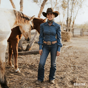 <span class=keywords><strong>Camicia</strong></span> Arena da <span class=keywords><strong>Donna</strong></span> in Misto <span class=keywords><strong>Lino</strong></span> e Cotone con Stampa Floreale, Manica <span class=keywords><strong>Lunga</strong></span>, Traspirante, Stile Western - Product Image 6