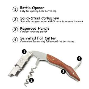 Juego de herramientas planas modernas promocionales, <span class=keywords><strong>kit</strong></span> de torneado y regalo de boda, navaja, abridor de <span class=keywords><strong>cerveza</strong></span> y vino con mango de madera real - Product Image 3