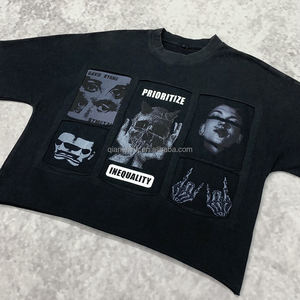 เสื้อยืดปักลายพรีเมี่ยมสไตล์วินเทจเสื้อยืดลายกราฟฟิคแอซิดออกแบบได้ตามที่ต้องการ - Product Image 1