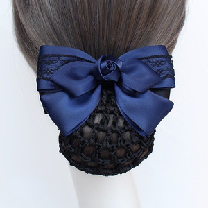 Barrette à cheveux HZM-61295 avec nœud papillon, filet à cheveux en maille antidérapante, crochet professionnel pour le travail - Product Image 4