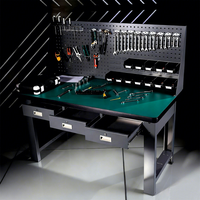Banc de travail modulaire pour garage avec organisateur à panneaux perforés et armoire à outils à tiroirs multi-niveaux