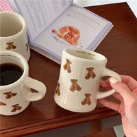 Mug en céramique couleur crème en forme d'ours, tasse à café et à petit-déjeuner pour couple, cadeau idéal pour les fêtes