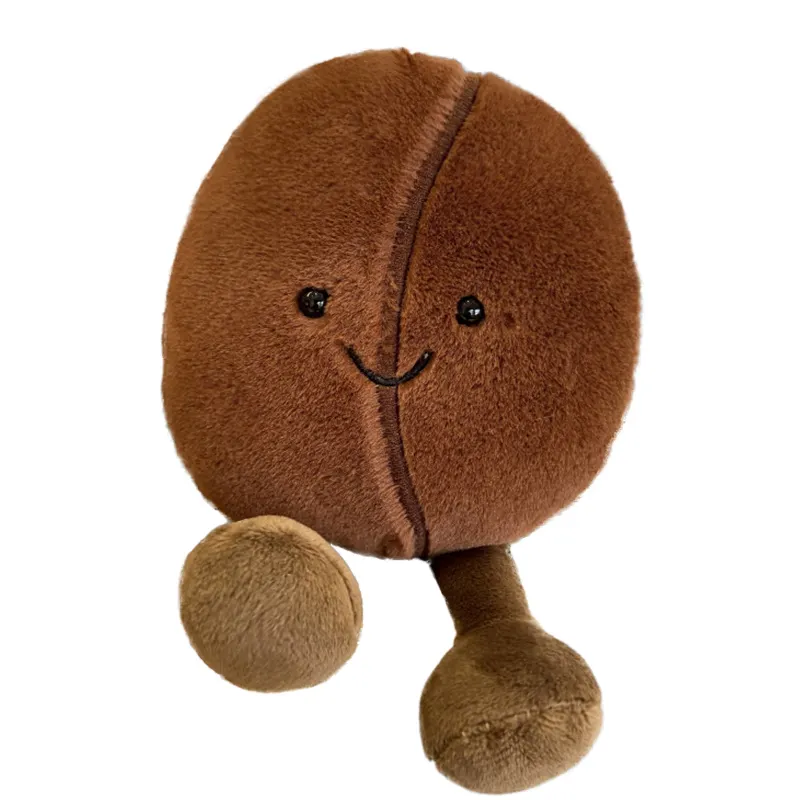 Custom plushie soft stuffed Coffee bean wholesale Promotional company logo plush toys