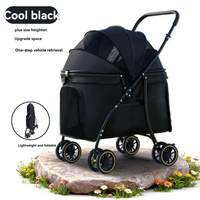 Poussette pour animaux de compagnie 3-en-1 détachable - Chariot léger et pliable pour chiens et chats avec poignée rotative, panier en maille et sac de rangement