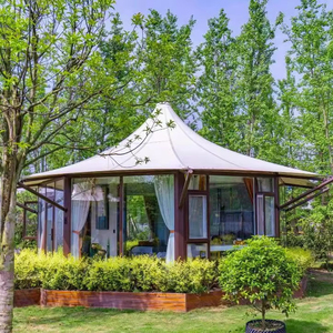 Verre de luxe en plein air safari glamping <span class=keywords><strong>yourte</strong></span> tente de villégiature avec salle de bain à vendre - Product Image 4