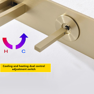 Bàn chải vàng brass phòng tắm vòi <span class=keywords><strong>LED</strong></span> TREO TƯỜNG Mixer giấu vòi nước cho lưu vực tap - Product Image 4