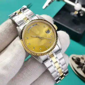 Montre mécanique haut de gamme 2025 pour hommes avec calendrier bicolore et gravure au diamant pour hommes d'affaires - Product Image 2