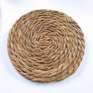 Ensemble de sets de table tissés personnalisés, résistants à la chaleur, antidérapants, ronds, en rotin brun - Product Image 5