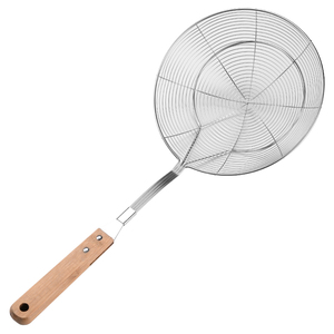 Passoires en acier inoxydable de haute qualité avec long manche en bois antidérapant, panier en fil métallique pour cuisine, <span class=keywords><strong>passoire</strong></span> à <span class=keywords><strong>huile</strong></span> en bois – Vente en gros - Product Image 2