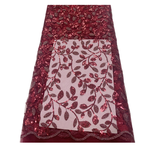 Mavi Boncuklu Ağaç Yaprağı İşlemeli Yaprak Pullu Kumaş Moda Elbise Gümüş Pullu Tül Kumaş İşlemeli File Düğün Elbisesi için - Product Image 4