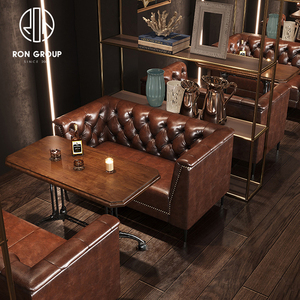 Chino personalizado cuadrado moderno lujo cafetería comercial cuero madera café restaurante Mesa muebles sofá cabina asientos - Product Image 5