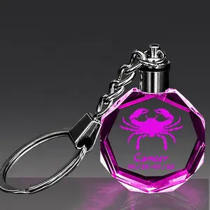 YiWu Wholesale K9 crystal Zodiac set keychains custom with name and date for Souvenir Gifts