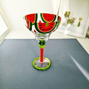 Hand-painted Marguerite Crystal Cocktail Glass <b>Light</b> Luxury Retro Design Red - Product Image 4