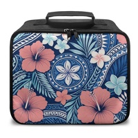 Sac isotherme réutilisable en polyester à imprimé Tapa Hibiscus Tropical, directement de l'usine, pour l'école, le travail, les pique-niques