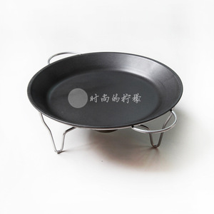 Wok de hierro antiadherente con soporte para cocinar al vapor y guisar, 30 cm, color sólido - Product Image 1