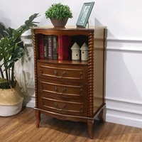 Coffre à tiroir en bois massif américain rétro chambre à coucher salon armoire de rangement armoire à casiers