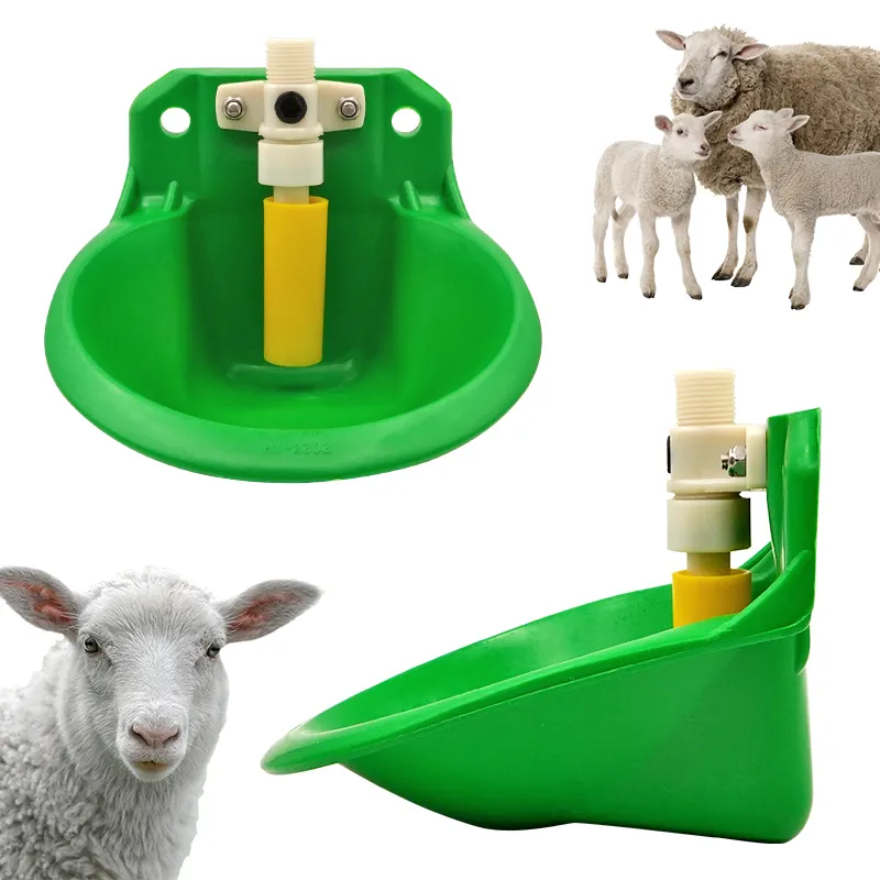 耐久性のある銅バルブ羊水フィーダーボウル自動タッチコントロールグリーンプラスチック羊ヤギ水飲用ボウル