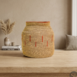 Modern <b>Jute</b> Braided Handmade Round <b>Basket</b> with Customizable Color and Size for Home Kitchen Spice Storage - Product Image 2