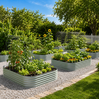 STARFISH Bac à plantes moderne en acier galvanisé écologique pour jardin, patio extérieur et culture intérieure de fleurs et légumes