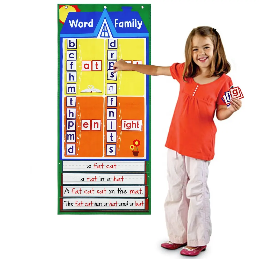 Amazon Word Family Hanging Wall English Learning Pocket Chart For Student with 149pcs Cards