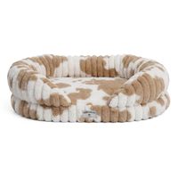 Lit pour chien de luxe personnalisé GRS en tissu velours beige et marron rond Yang Yang Pet
