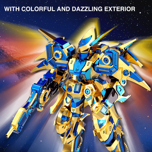 Piecececool หุ่นยนต์เมชาสีทองสีน้ำเงินชุดโมเดลหุ่นแอ็คชั่นทำจากสเตนเลส3D ปริศนาเหล็ก Sci-Fi - Product Image 1