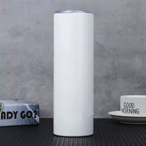 Sublimation Skinny Tumbler 12oz 15oz 20oz 30oz White Stainless Steel Straight Blank with Lid <b>Metal</b> <b>Straw</b> - Product Image 4