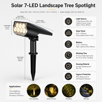 Projecteur solaire LED blanc chaud extérieur étanche avec capteur de contrôle, rechargeable et portable pour jardin, cour, arbre, conforme RoHS