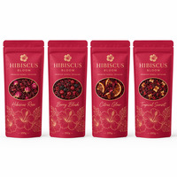 Sachets Mylar refermables à fond plat pour emballage alimentaire de thé aux fruits sans caféine et thé glacé, à base de plantes, hibiscus et rose
