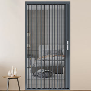 Puerta de pantalla plegable de malla de diamante Antirrobo Anti-mosquito Pantalla antiratón Puerta Tipo de órgano Puerta de pantalla deslizante - Product Image 1