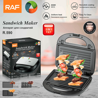 Machine à sandwich électrique multifonction RAF 3-en-1 amovible et détachable pour petit-déjeuner, gaufrier et presse à panini