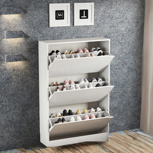 Ultra Thin Modern Wooden <b>Shoe</b> Cabinet Home Use Narrow Storage Entryway <b>Wall</b> Mounted Design Flip Top Style -Hallway <b>Shoe</b> <b>Rack</b> - Product Image 3