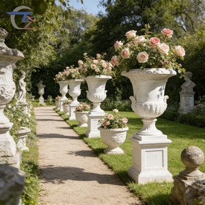 Urne Romaine Sculptée Vintage en GFRC, Pot de Fleurs Européen Grand Format Personnalisable en Couleur et Texture pour Manoir, Zone Scénique, Jardin Botanique - Product Image 5
