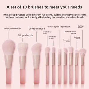 Lot de 10 mini-pinceaux de maquillage portables en gros – Applicateur d'ombre à paupières, pinceau à blush, pinceau à fond de teint, outils de beauté faciale - Product Image 3