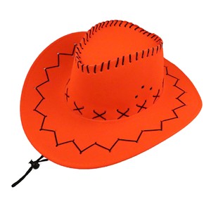 หมวก<span class=keywords><strong>คาวบอย</strong></span>ผ้าสักหลาดสำหรับผู้หญิงผู้ชาย,หมวก<span class=keywords><strong>คาวบอย</strong></span>สีส้มมีสายดึงคอปรับได้ - Product Image 1