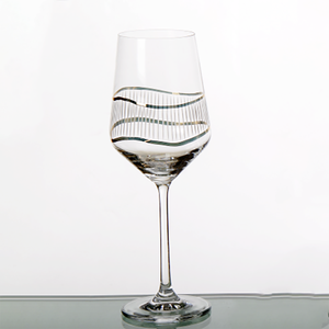 Elegant Hand Cut Glass <b>Wine</b> <b>Goblets</b> Set Of 3 Gold Rimmed Round Design For Party - Product Image 3