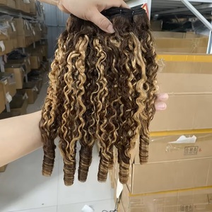 Extensiones de Cabello Humano Virgen 100% P4/27 Rizado Birmano para <span class=keywords><strong>Rizos</strong></span>, 12A Rubio Miel, Crudo, Alta Calidad, Lujo, Colores Personalizables - Product Image 4