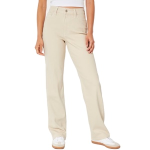 Stretch régulier de haute qualité pour pantalon beige droit à taille haute pour femme - Product Image 1